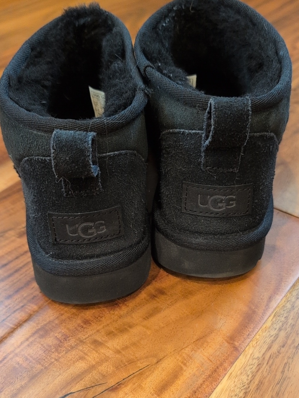 UGG Black Suede Short Shearling Booties